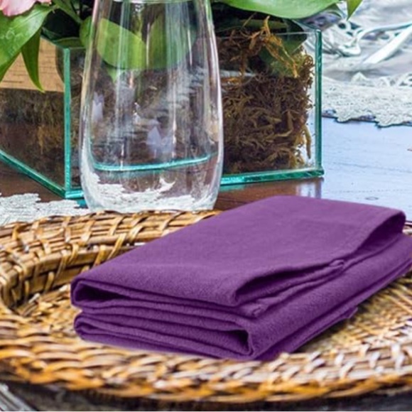 12 pcs - Purple Eggplant Napkins 20” x 20” Cotton and Satin Napkins - Picture 9 of 9